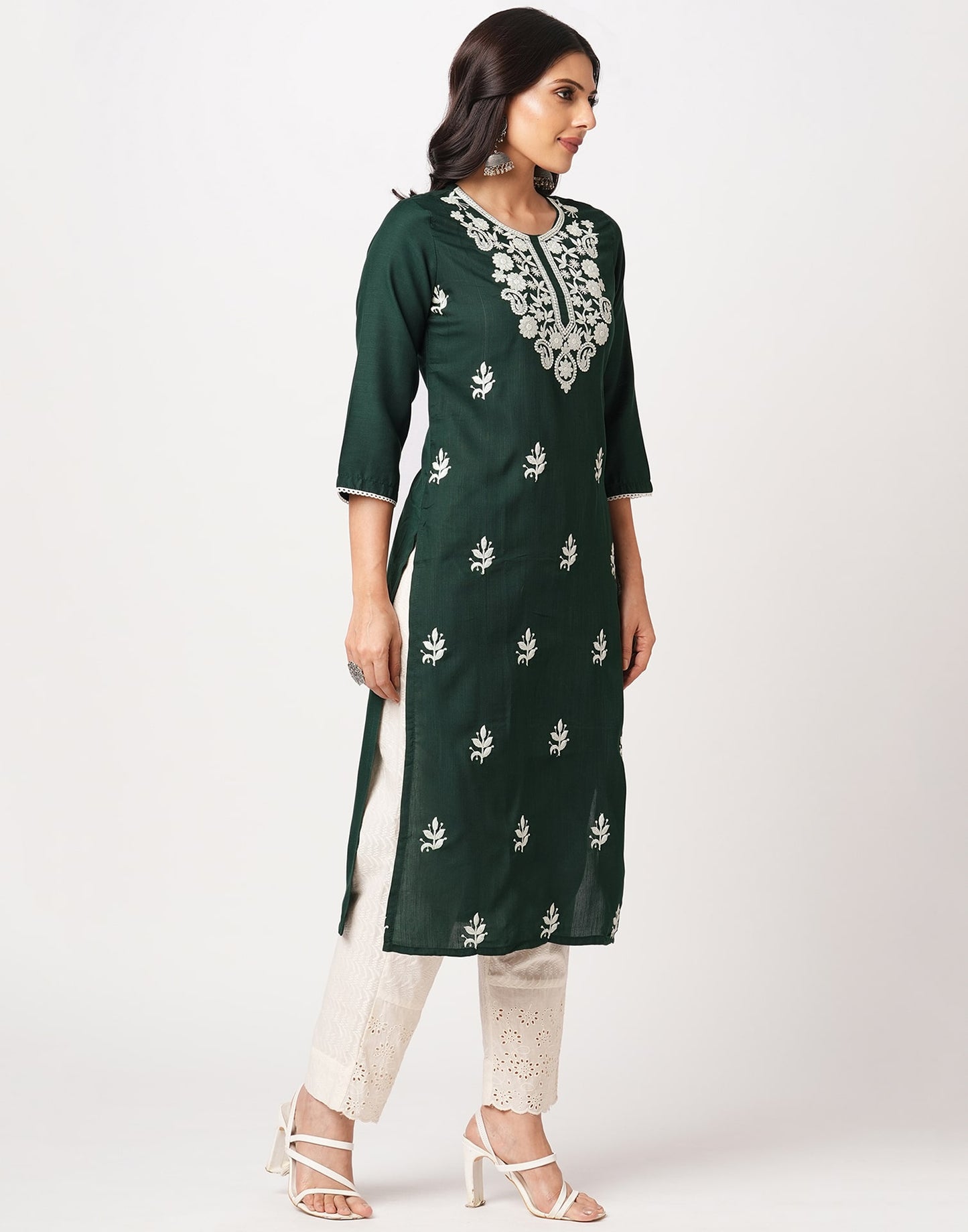 Cotton Embroidered Straight Kurti