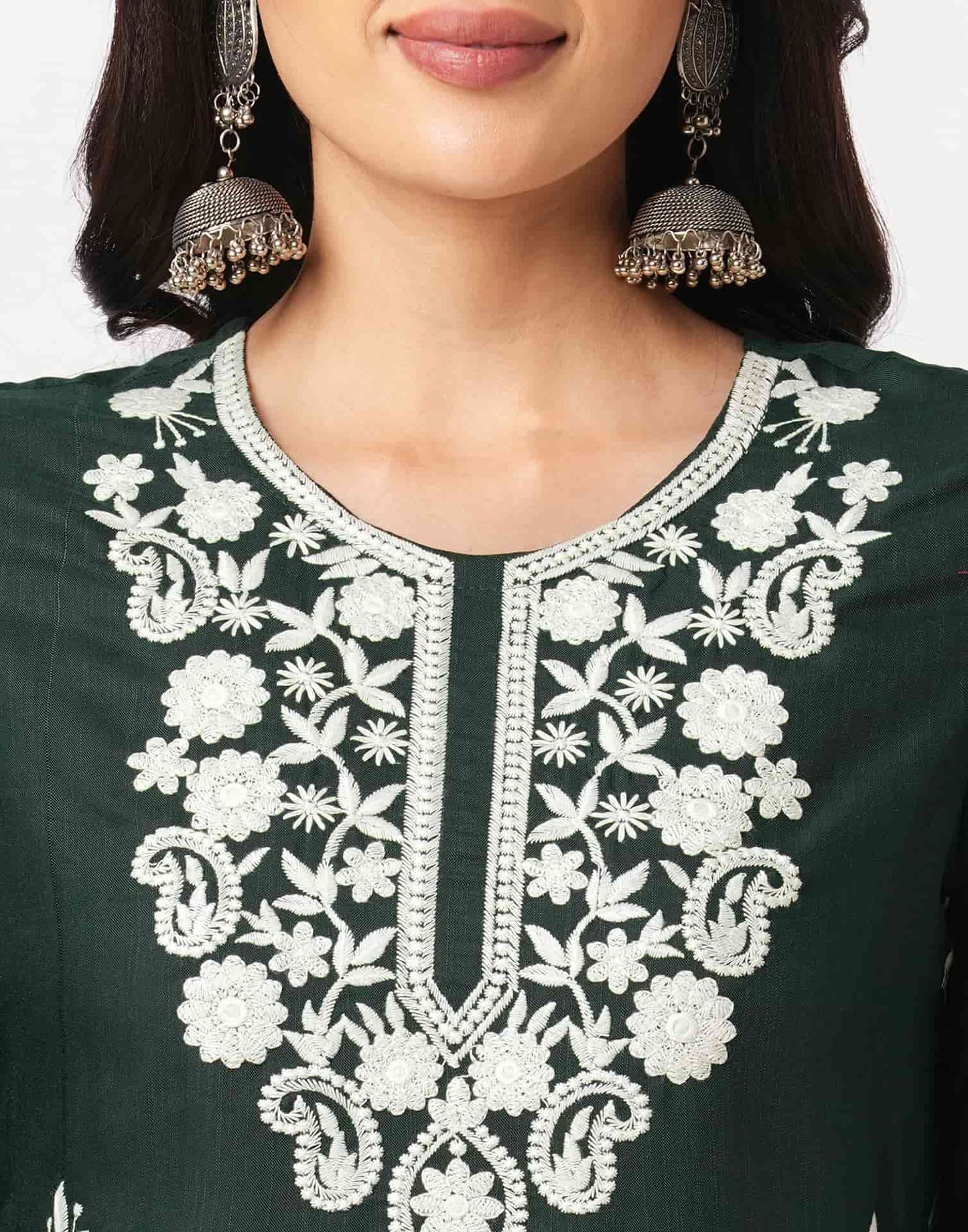 Cotton Embroidered Straight Kurti