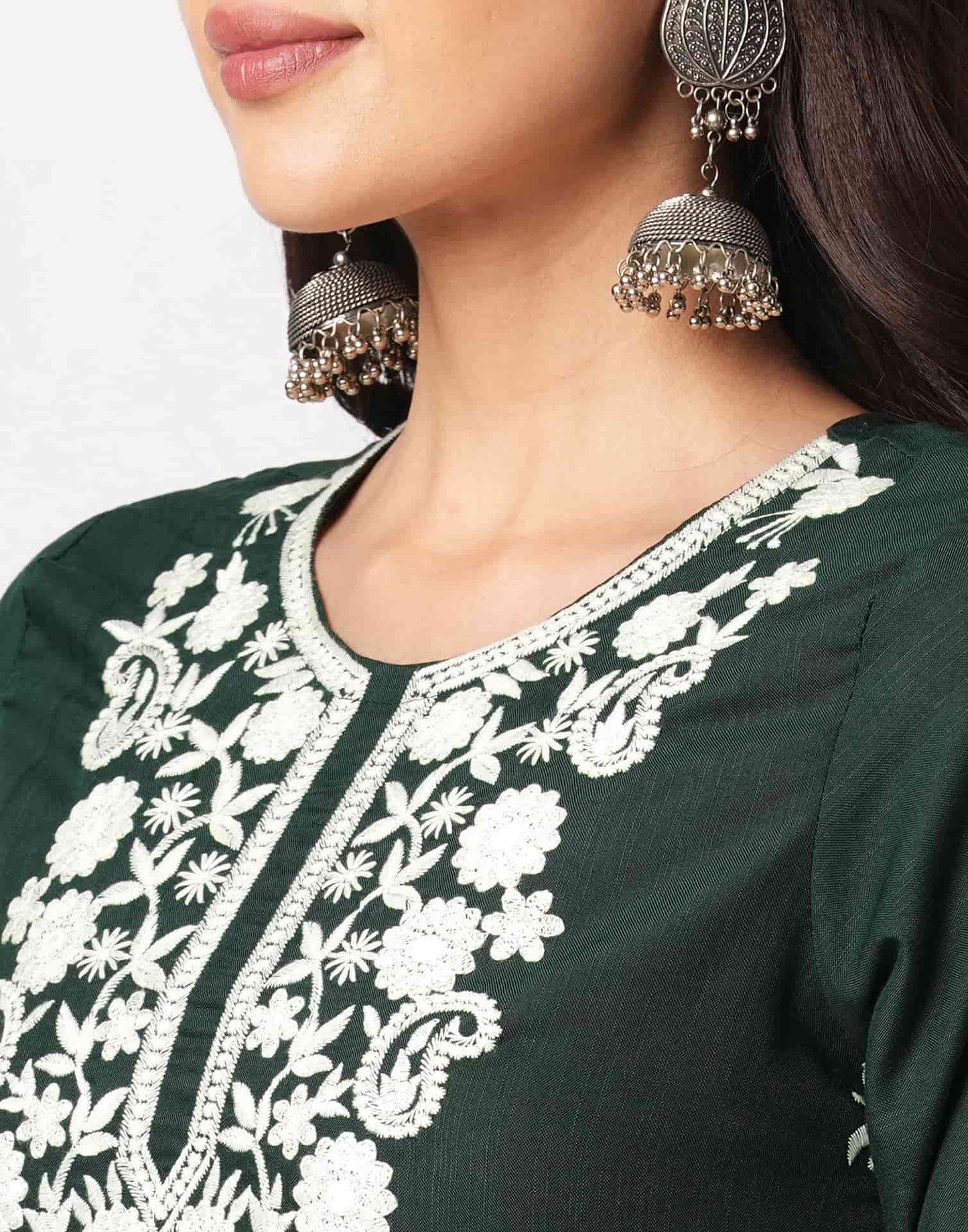 Cotton Embroidered Straight Kurti