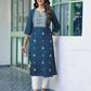 Cotton Embroidered Straight Kurti