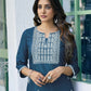 Cotton Embroidered Straight Kurti