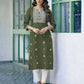 Cotton Embroidered Straight Kurti