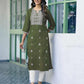 Cotton Embroidered Straight Kurti