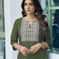 Cotton Embroidered Straight Kurti