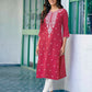 Cotton Embroidered Straight Kurti