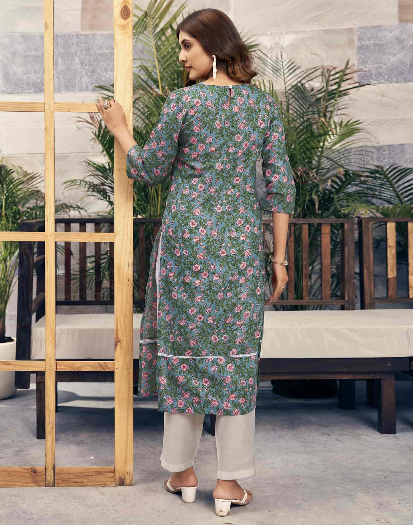 Cotton Embroidered Straight Kurti