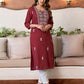 Cotton Embroidered Straight Kurti