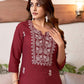 Cotton Embroidered Straight Kurti
