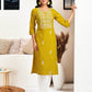 Cotton Embroidered Straight Kurti