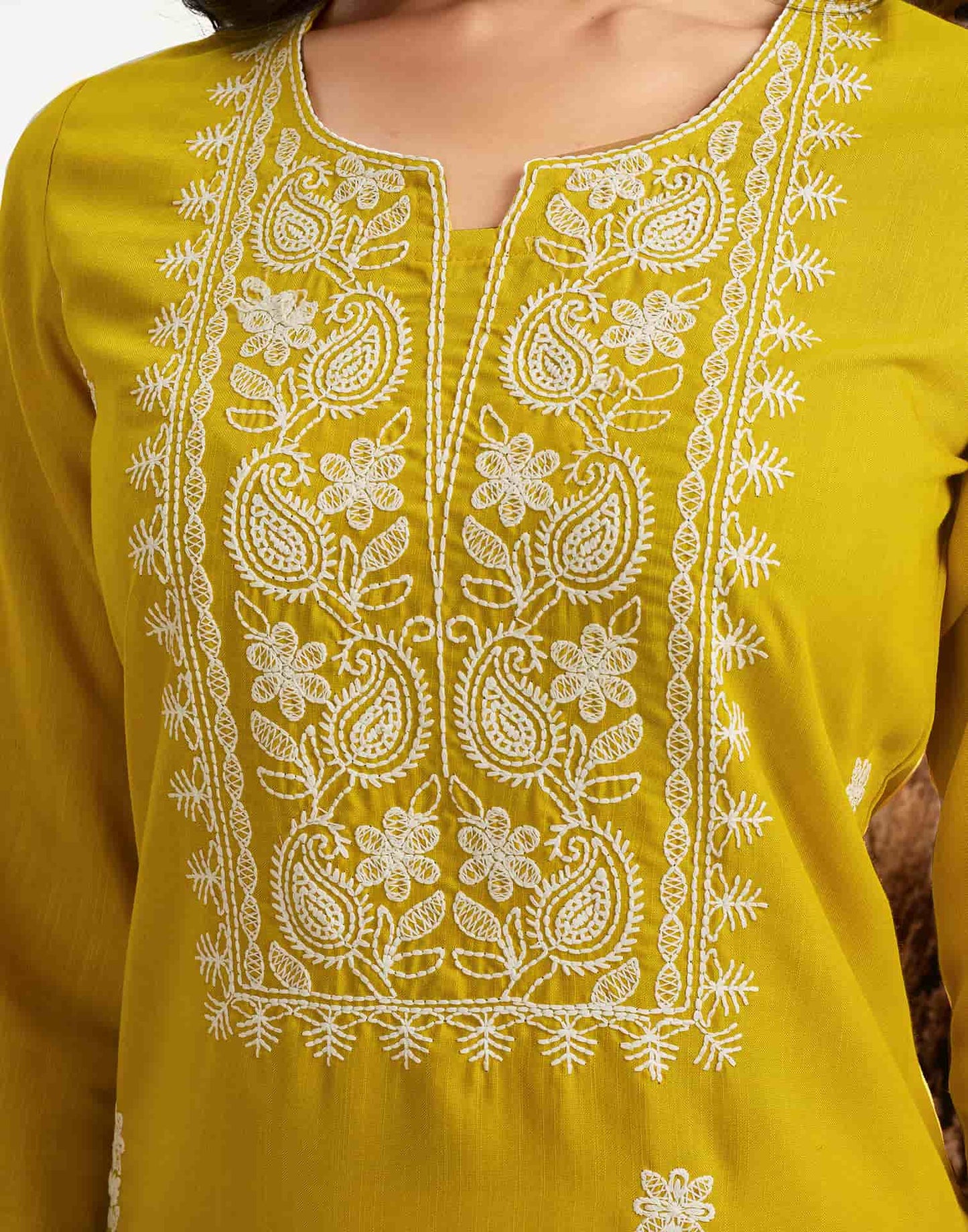 Cotton Embroidered Straight Kurti