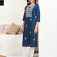 Cotton Embroidered Straight Kurti