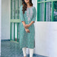 Cotton Embroidered Straight Kurti