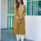 Cotton Embroidered Straight Kurti