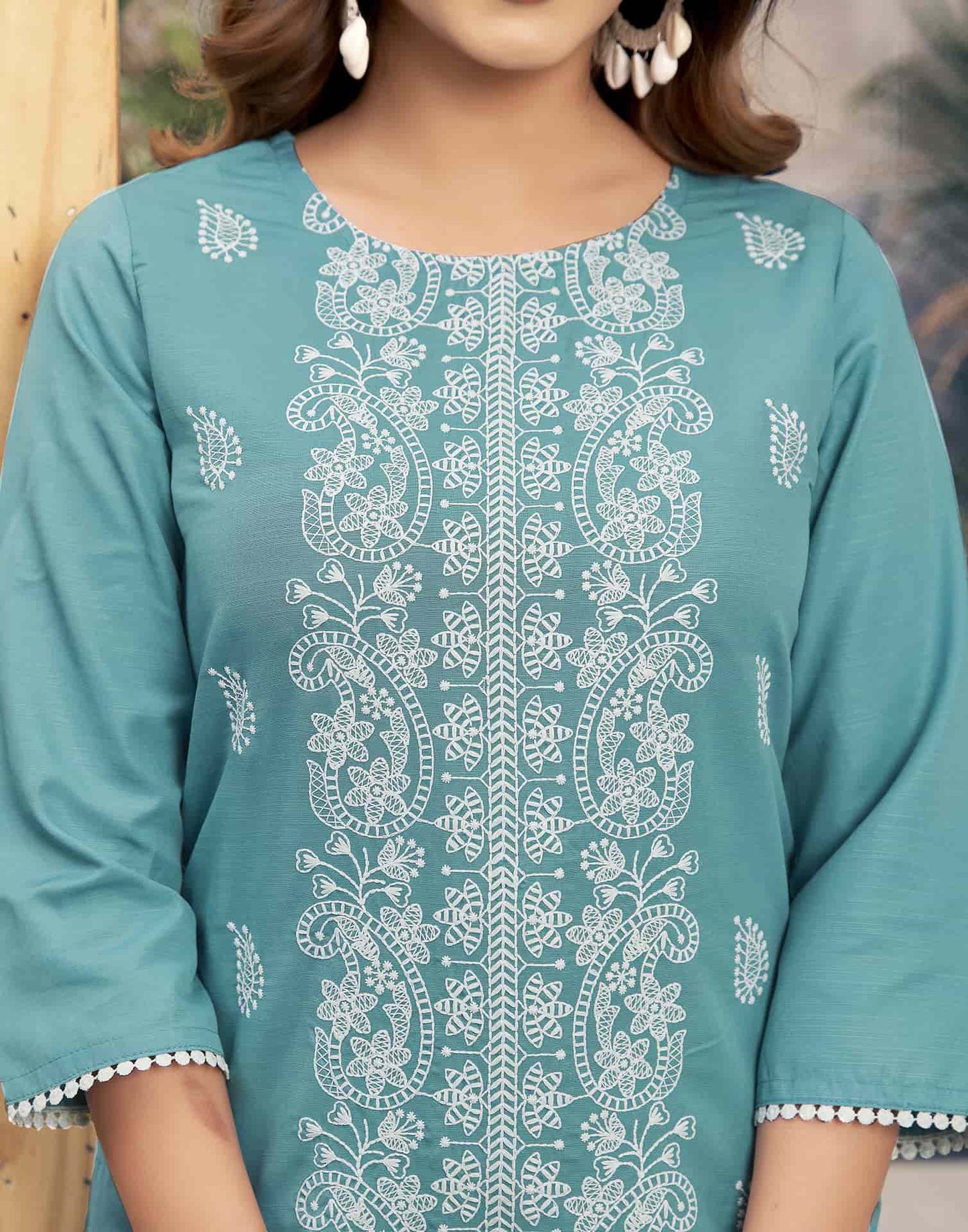 Rayon Embroidered Straight Kurti