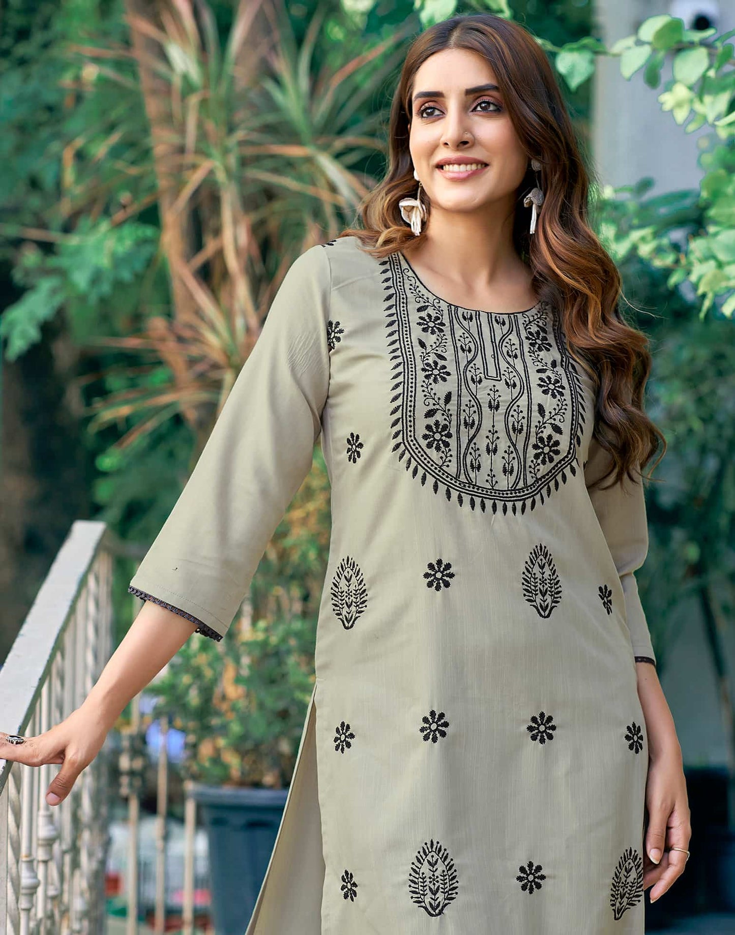 Cotton Embroidered Straight Kurti