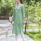 Cotton Embroidered Straight Kurti