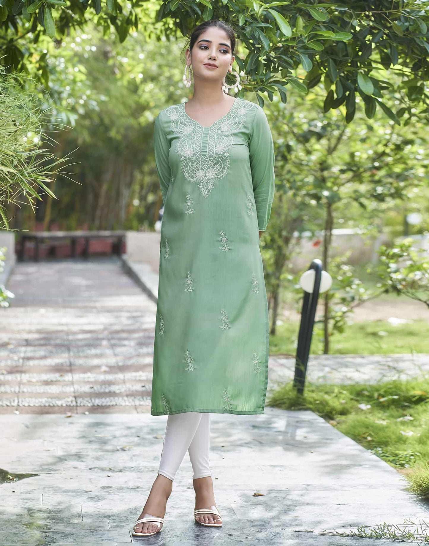 Cotton Embroidered Straight Kurti