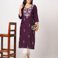 Cotton Embroidered Straight Kurti
