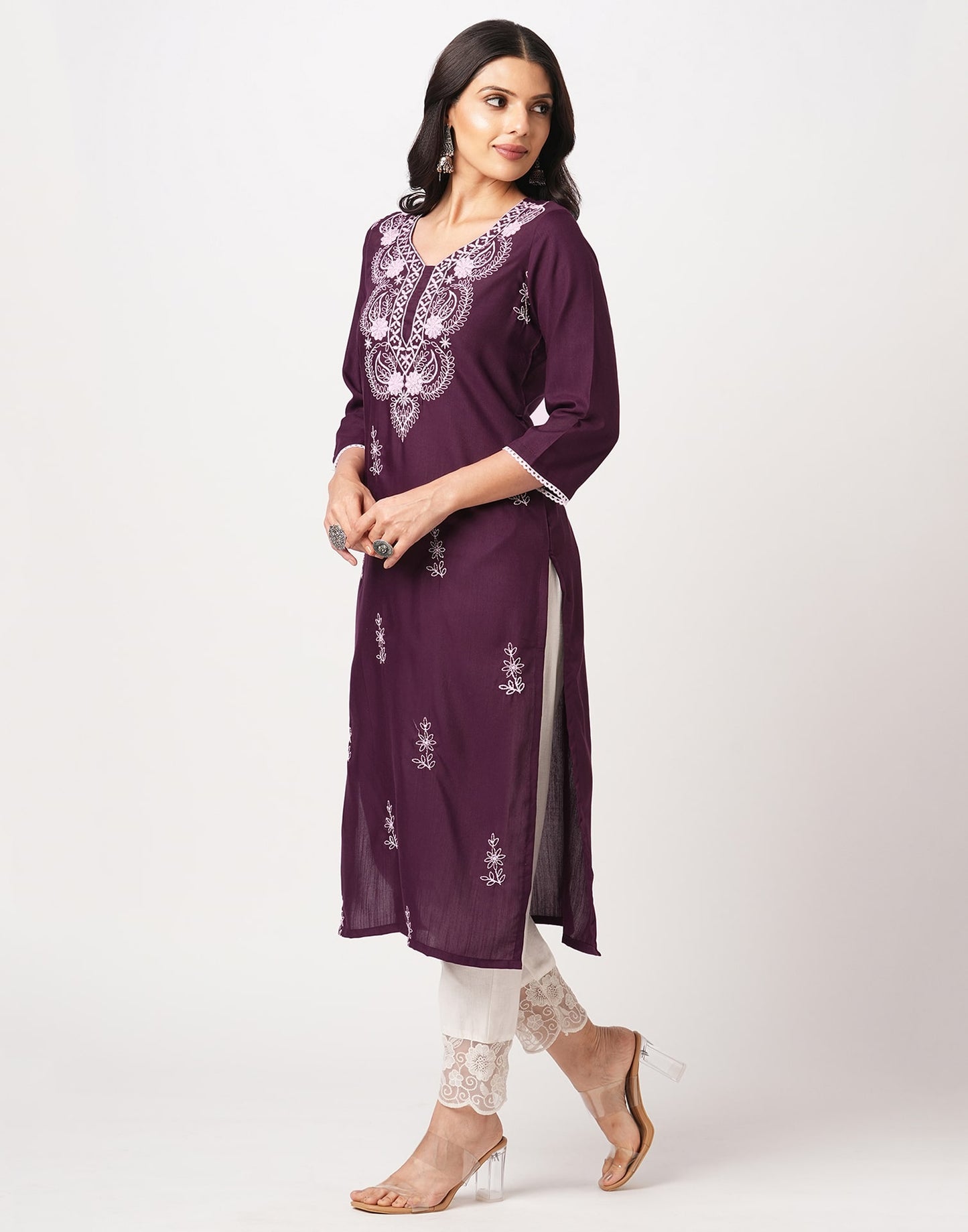 Cotton Embroidered Straight Kurti