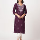 Cotton Embroidered Straight Kurti