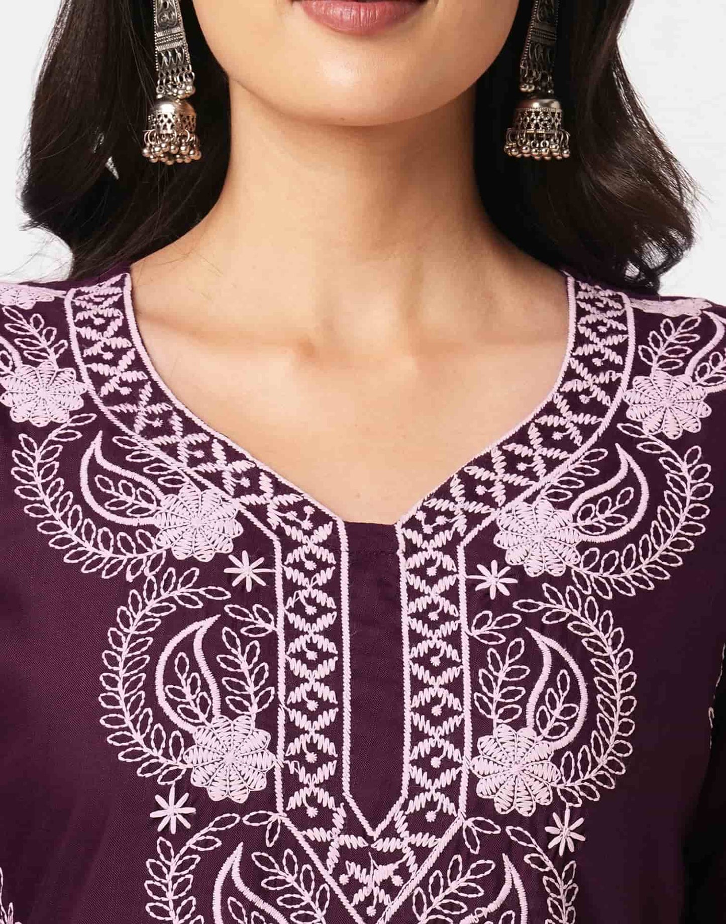 Cotton Embroidered Straight Kurti