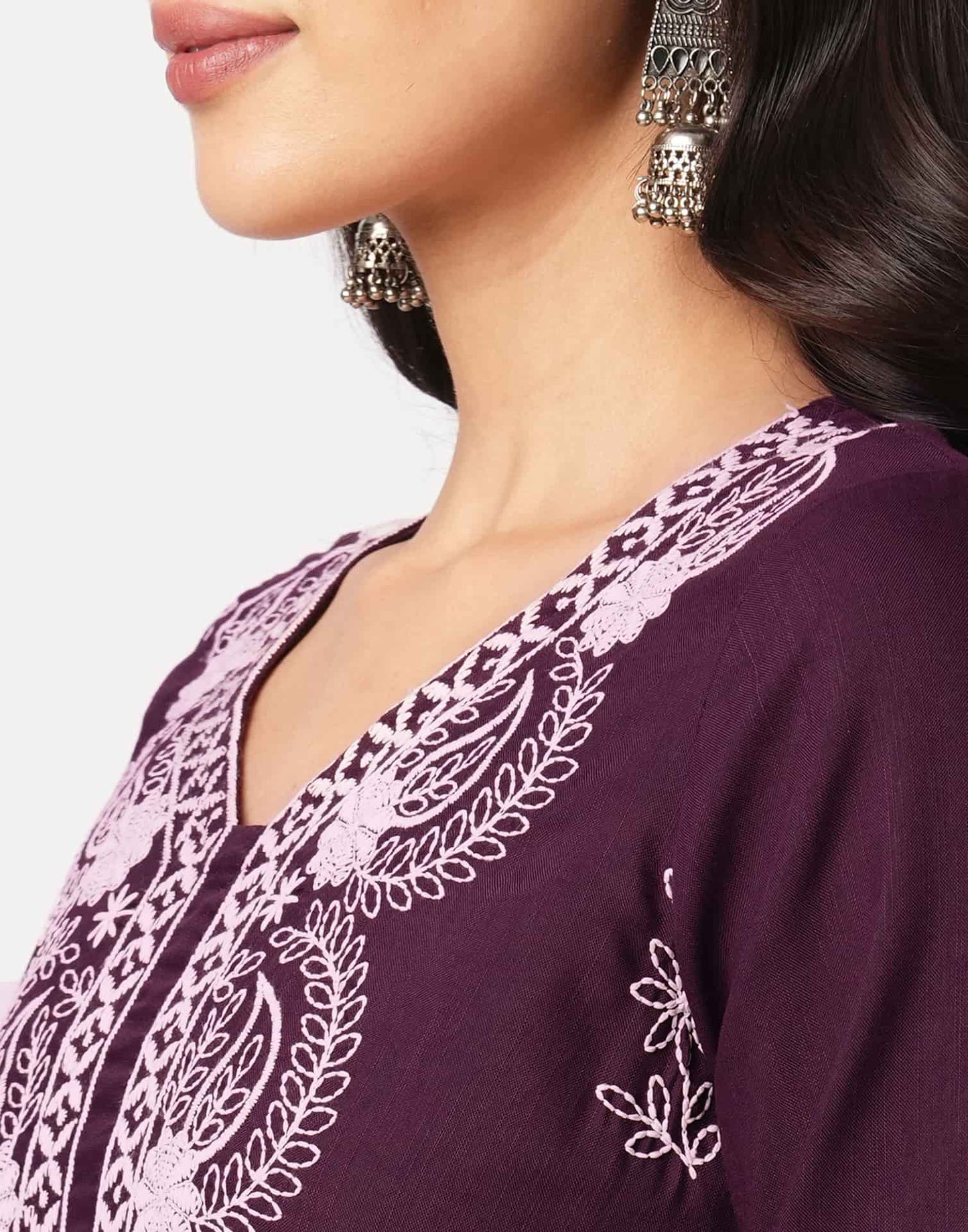 Cotton Embroidered Straight Kurti