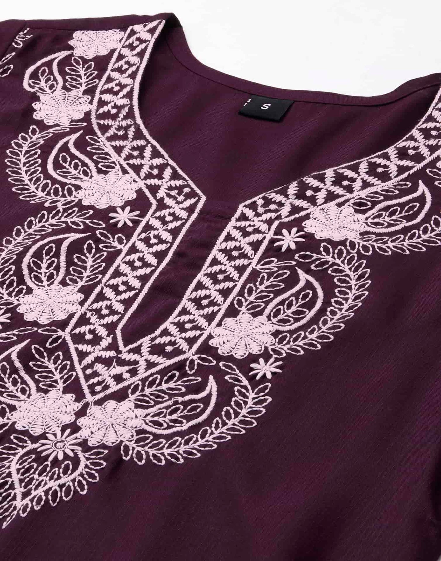 Cotton Embroidered Straight Kurti