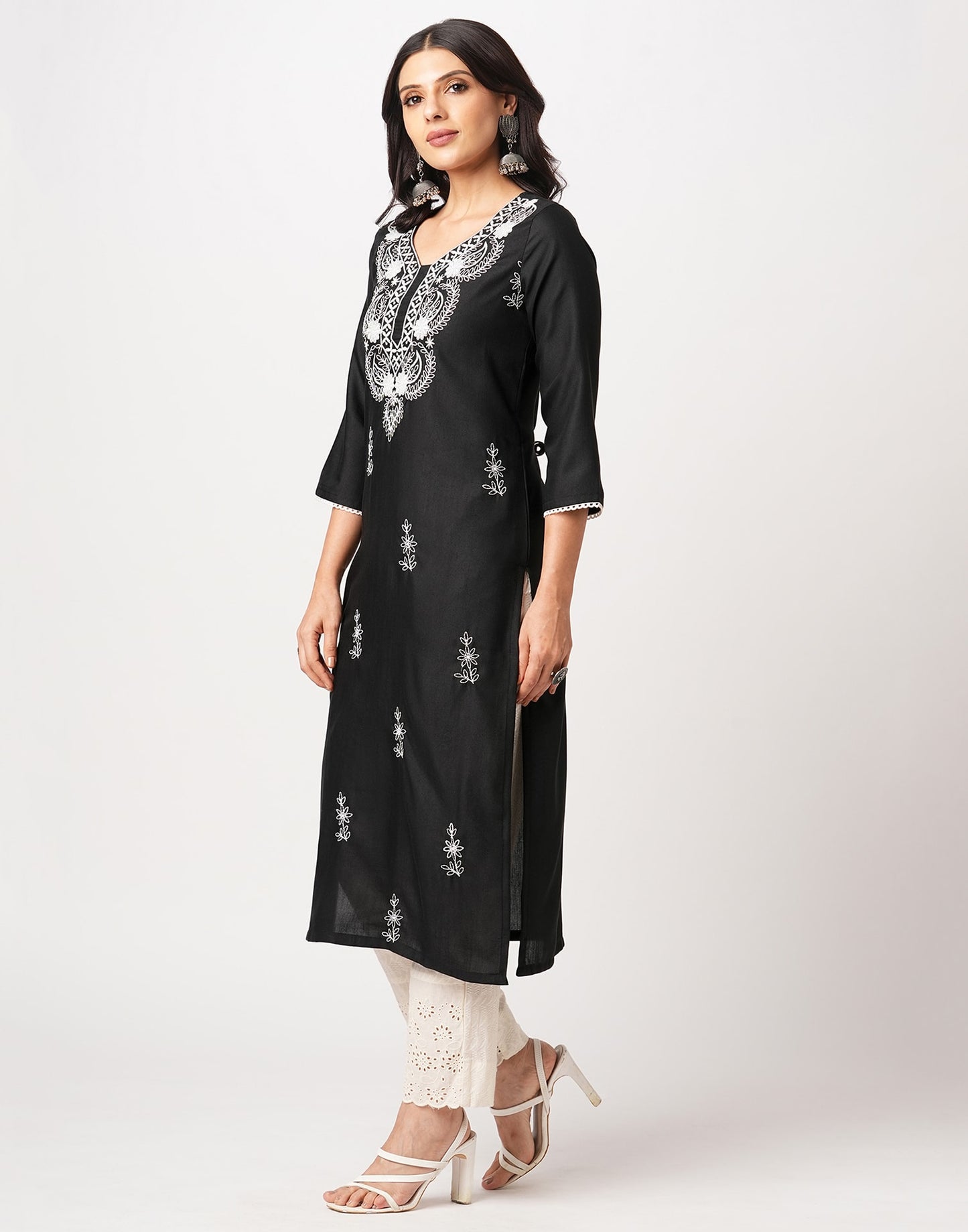 Cotton Embroidered Straight Kurti