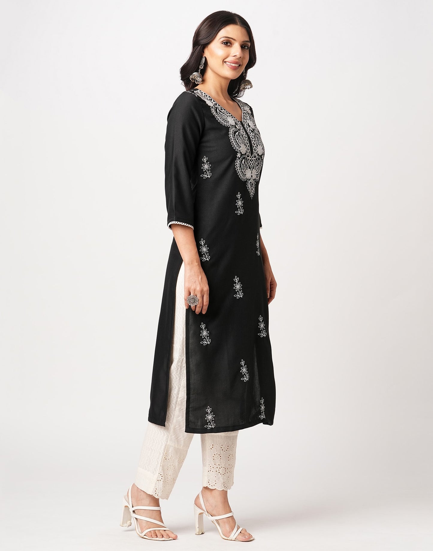 Cotton Embroidered Straight Kurti