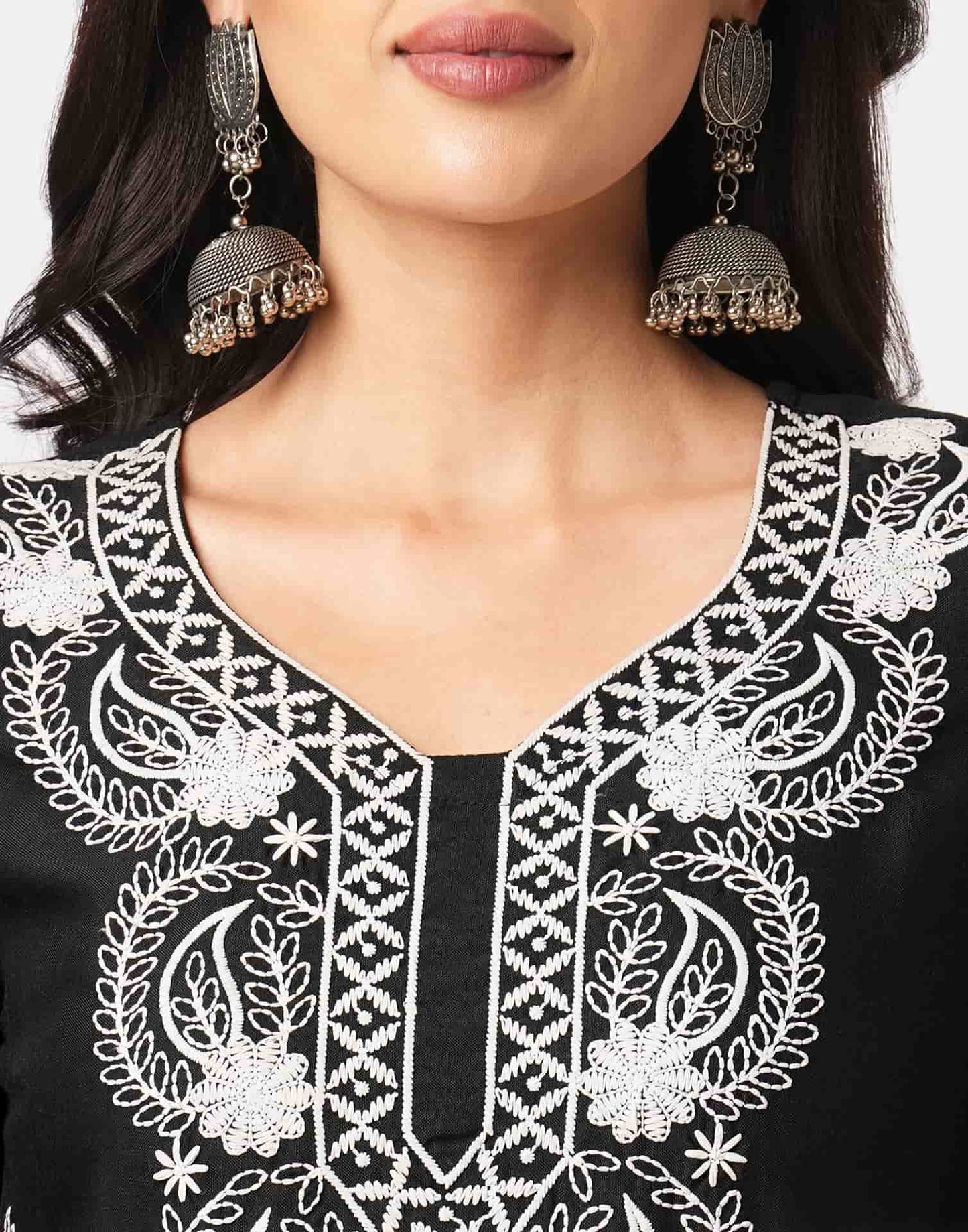 Cotton Embroidered Straight Kurti