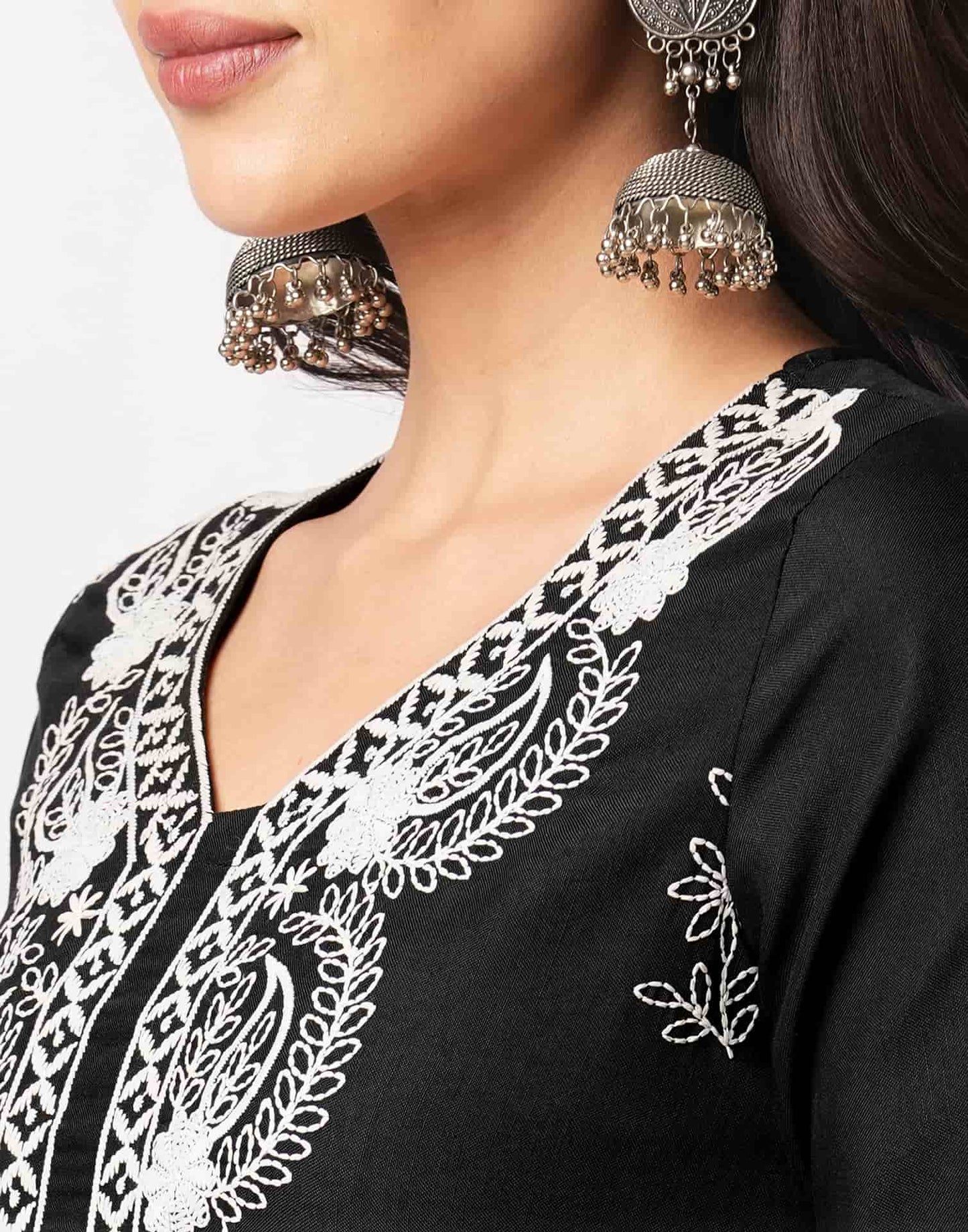 Cotton Embroidered Straight Kurti