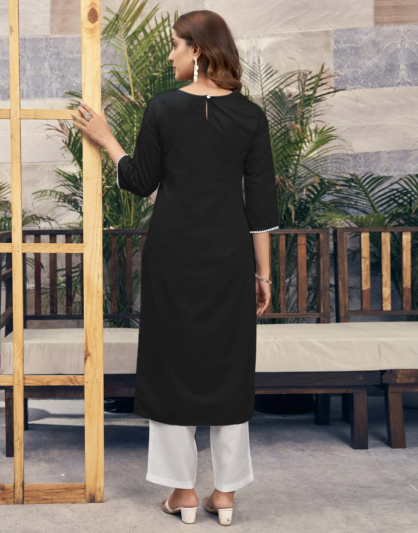 Rayon Embroidered Straight Kurti