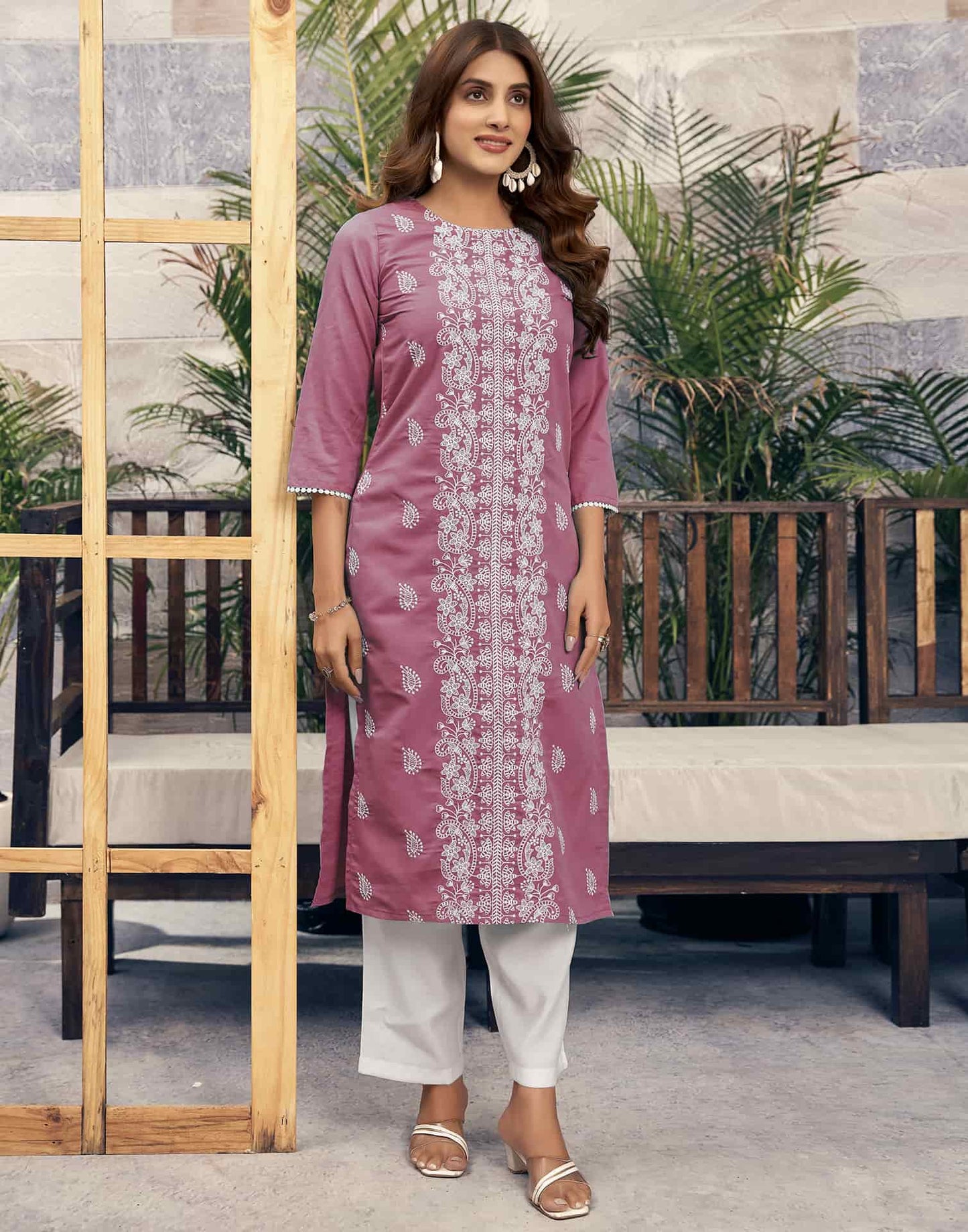 Rayon Embroidered Straight Kurti
