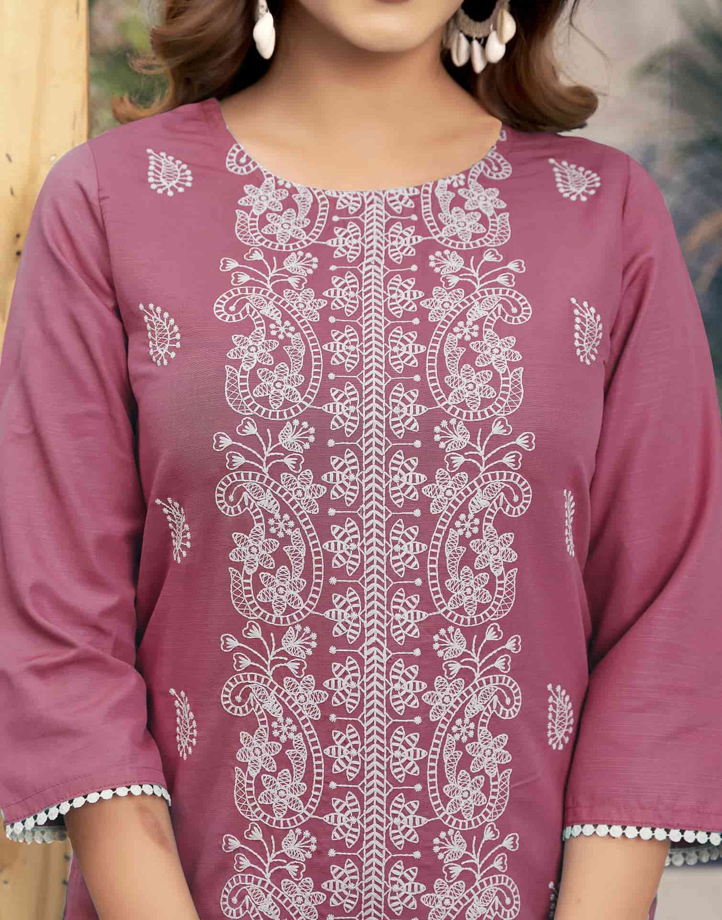 Rayon Embroidered Straight Kurti