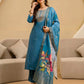 Affordable Blue Silk Embroidered Straight Kurta Set under 999