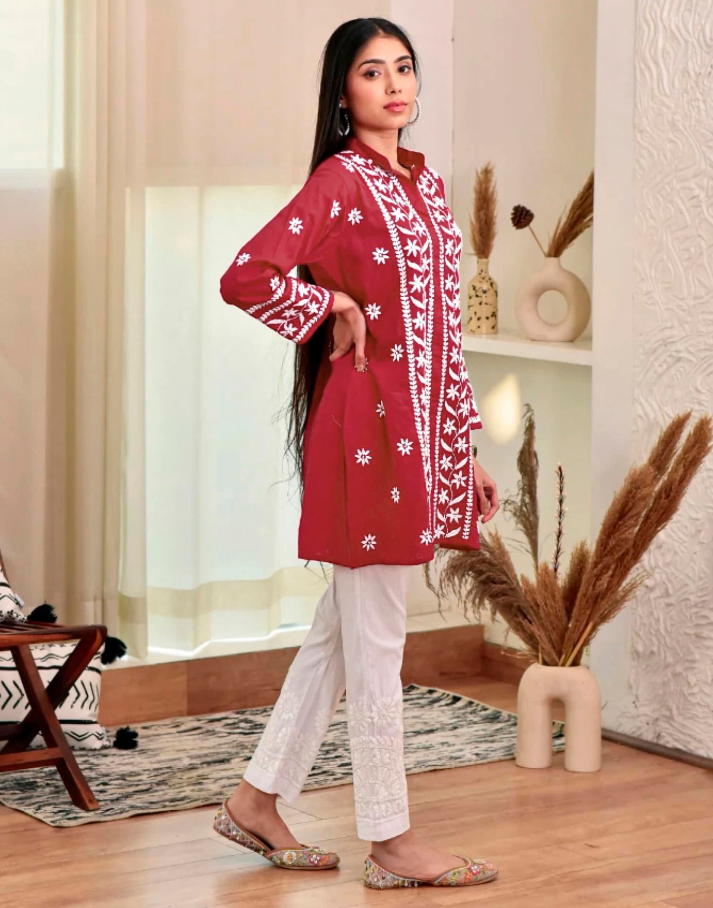 Rayon Embroidered Straight Kurti