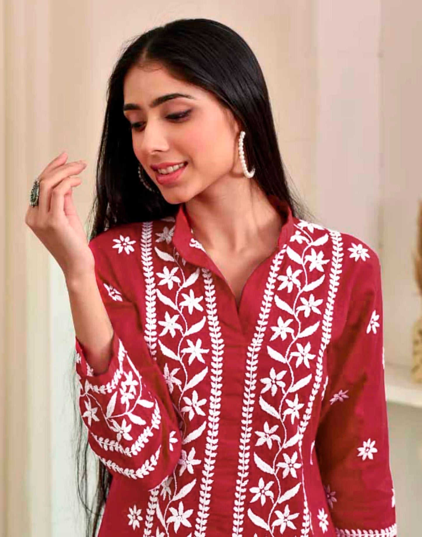 Rayon Embroidered Straight Kurti