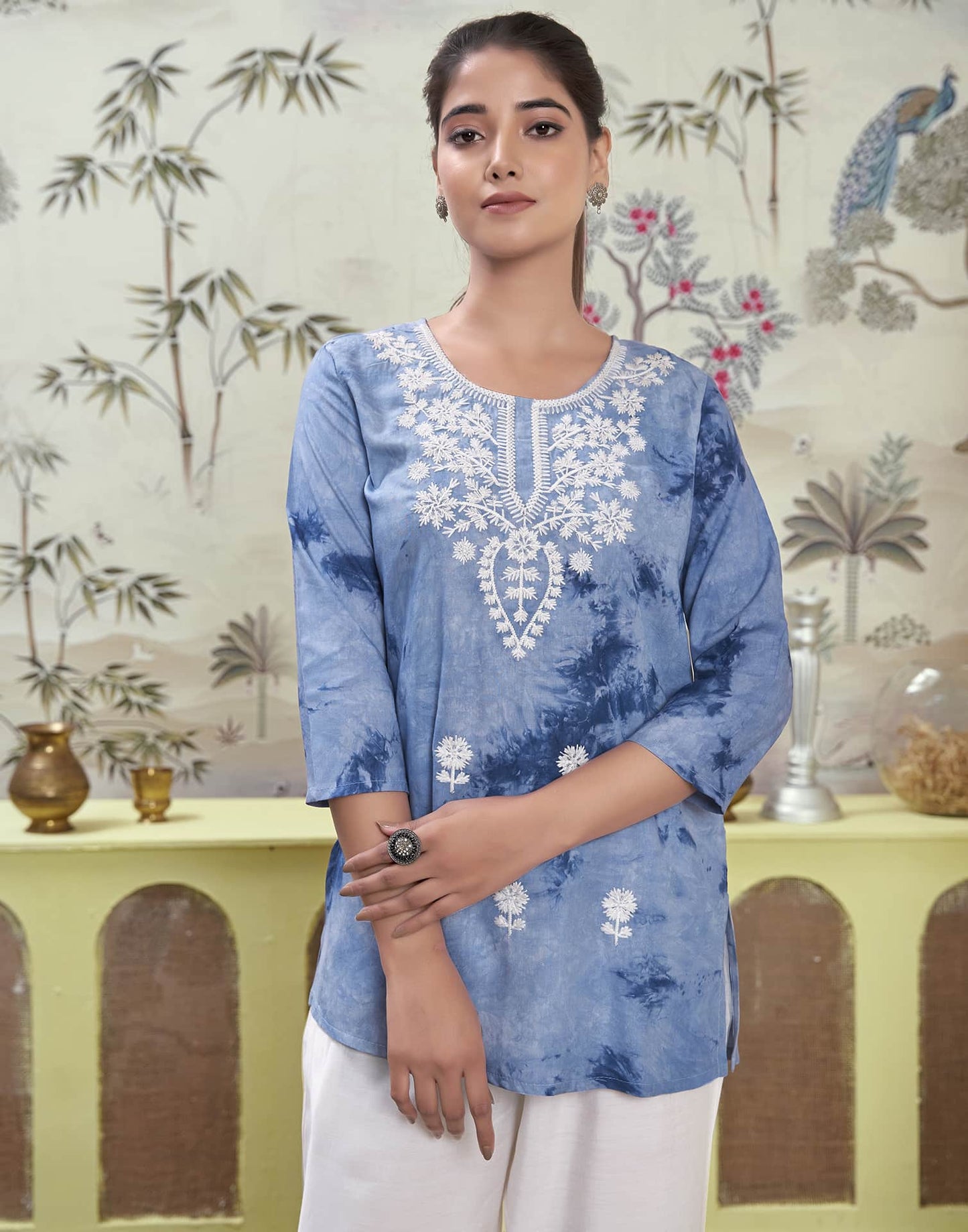 Rayon Embroidered Straight Kurti