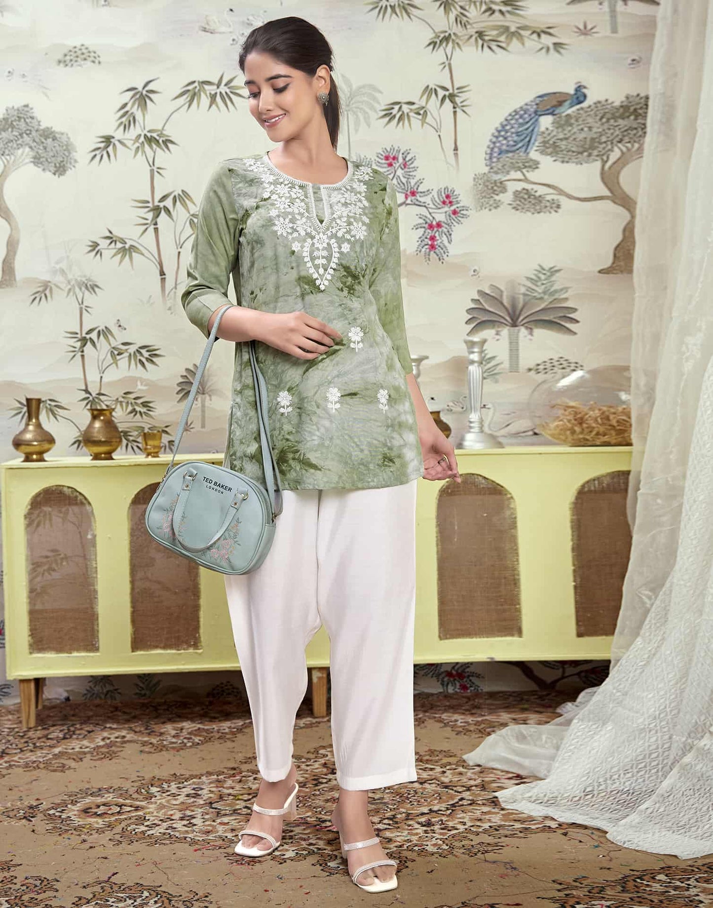 Rayon Embroidered Straight Kurti