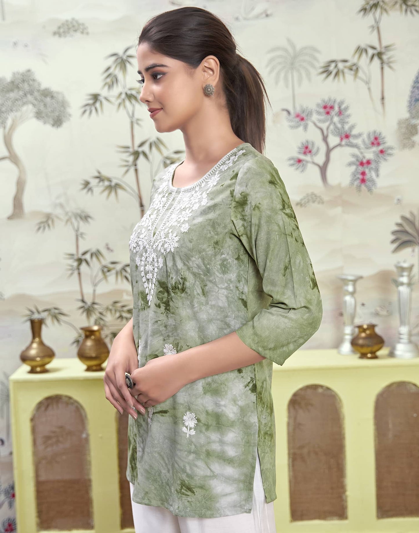 Rayon Embroidered Straight Kurti