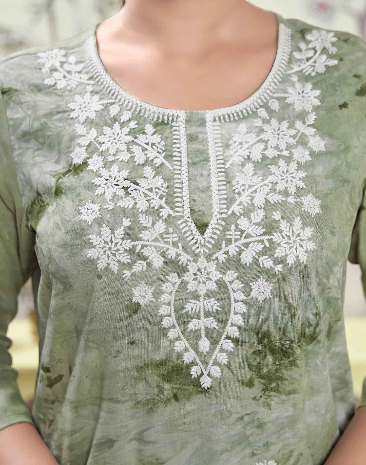 Rayon Embroidered Straight Kurti