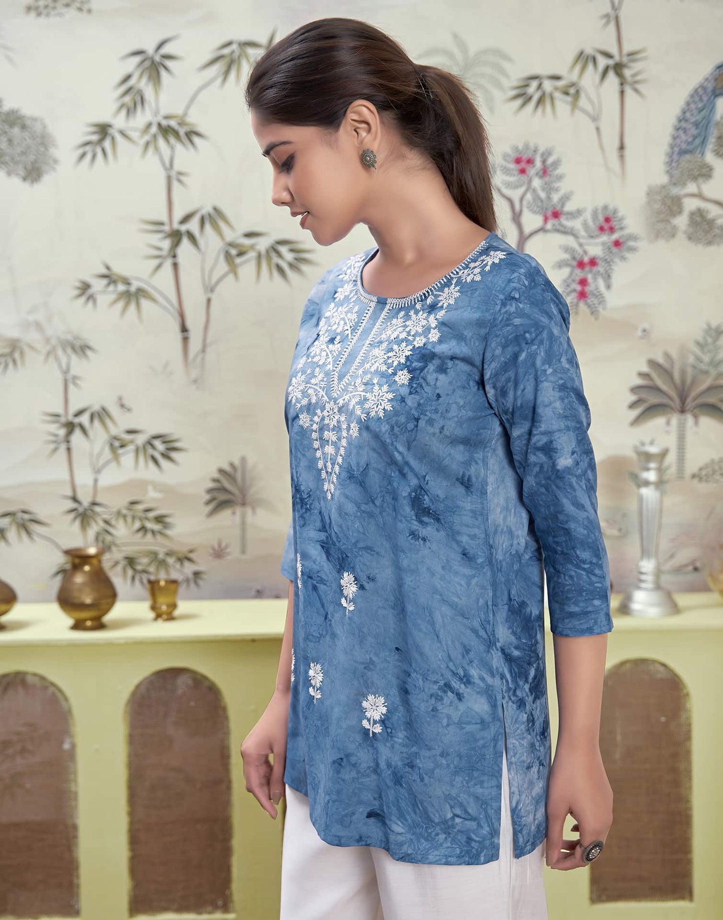 Rayon Embroidered Straight Kurti
