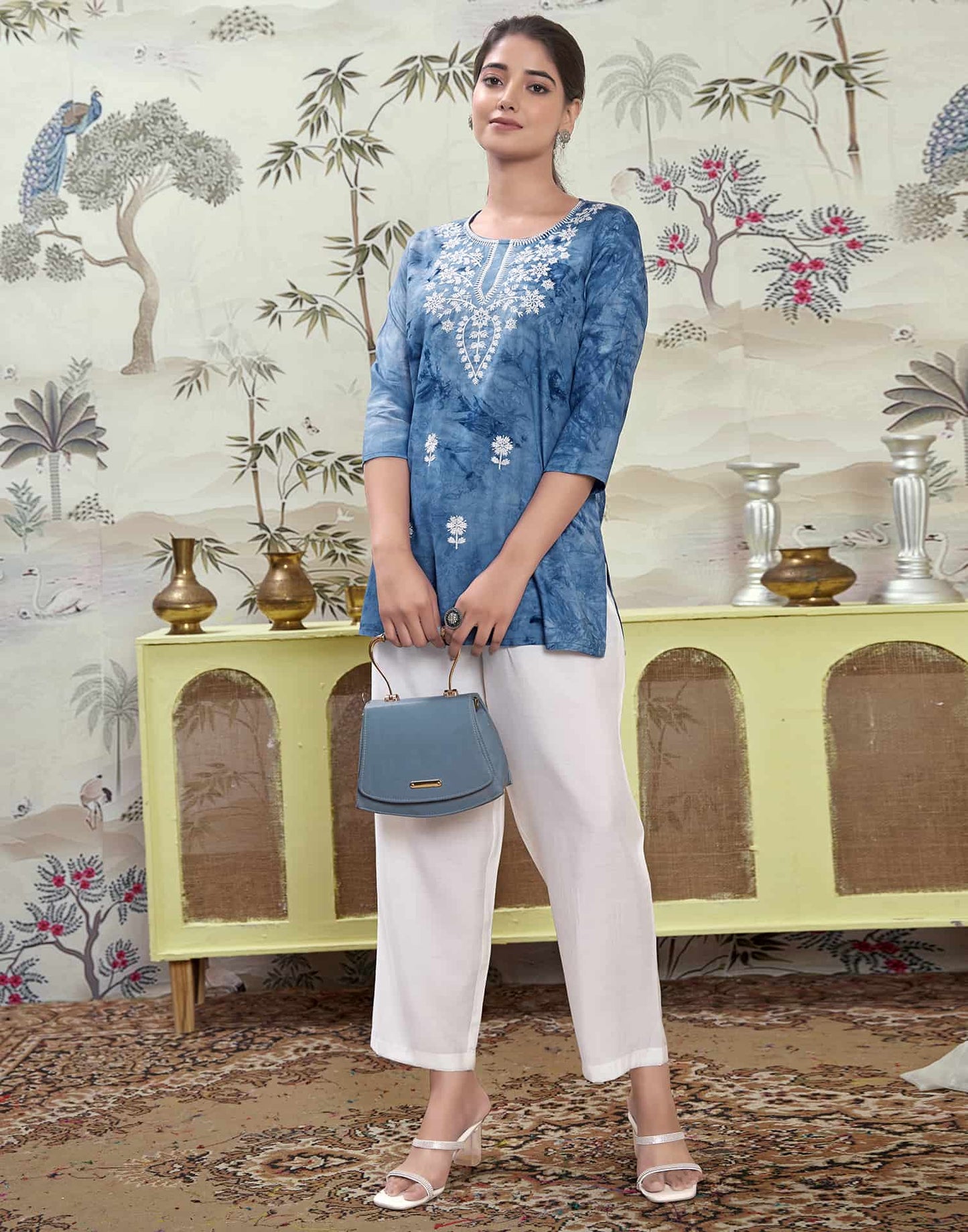 Rayon Embroidered Straight Kurti