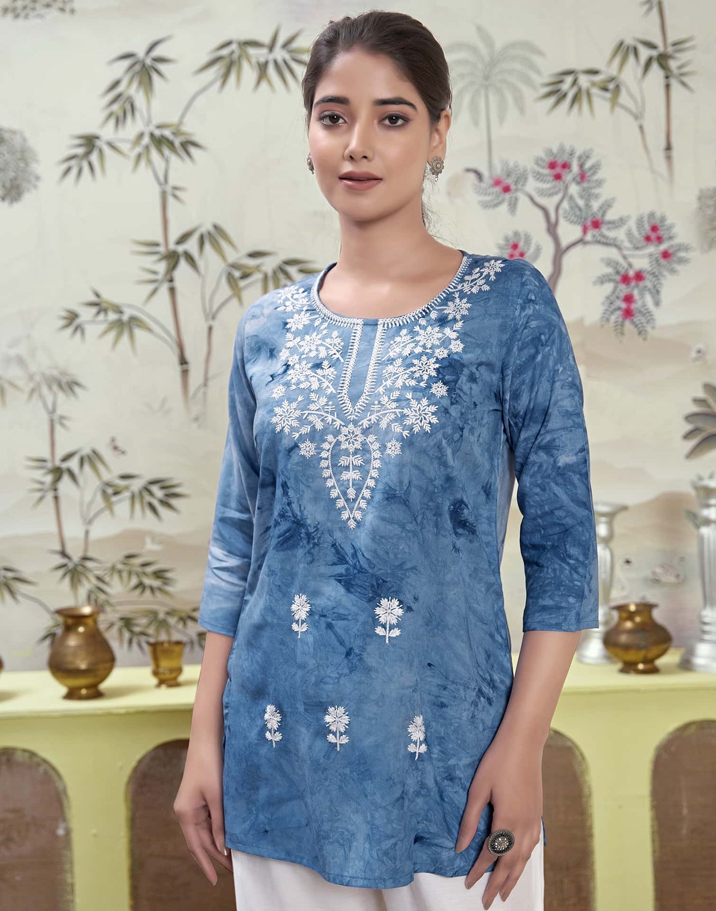 Rayon Embroidered Straight Kurti