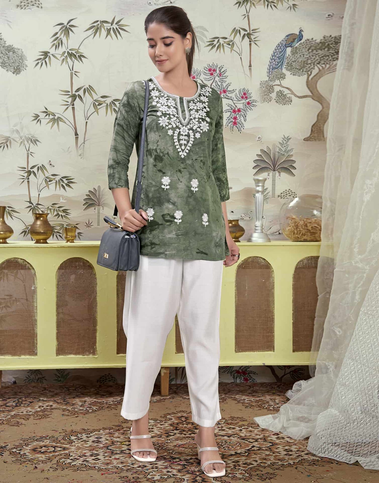 Rayon Embroidered Straight Kurti