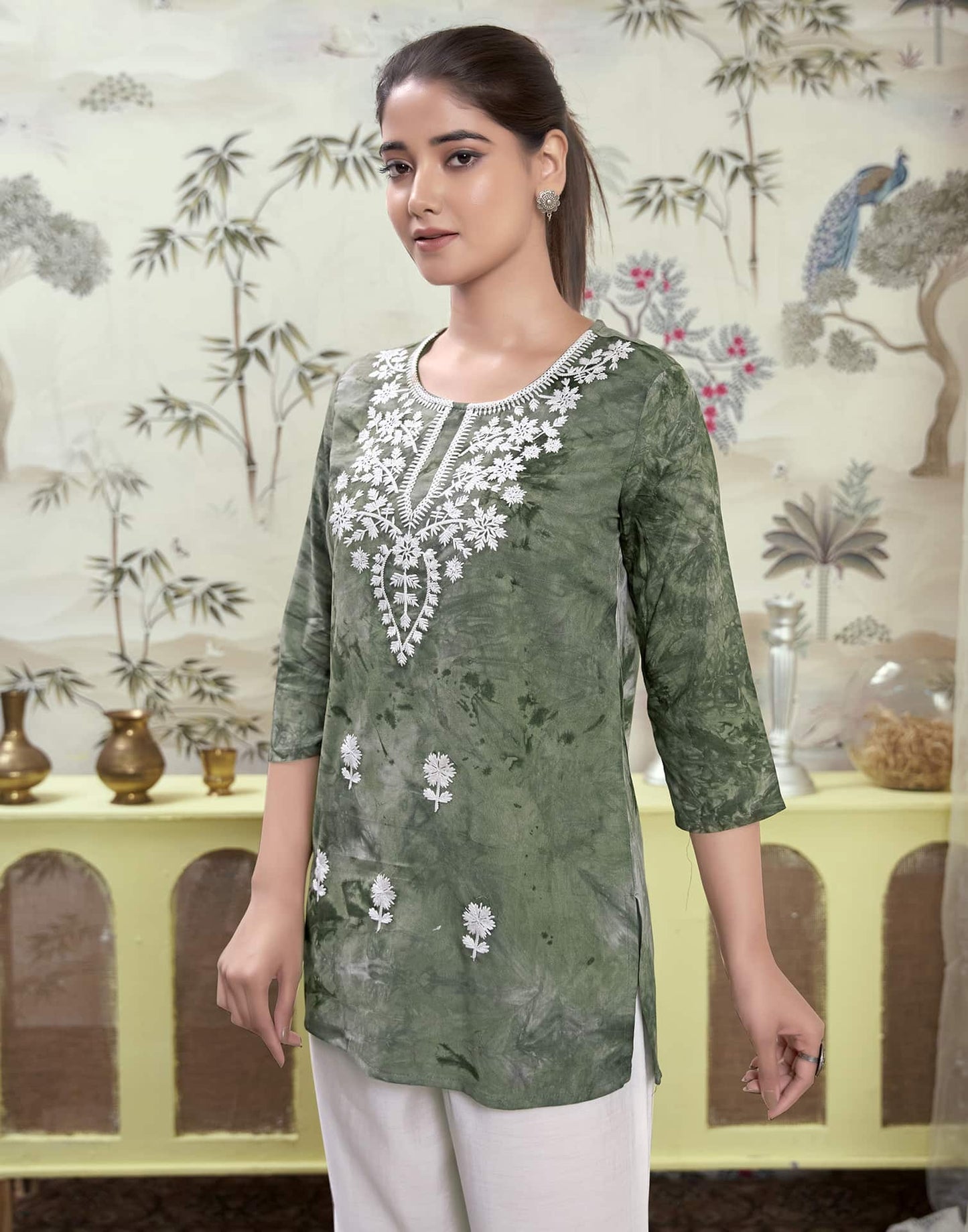 Rayon Embroidered Straight Kurti