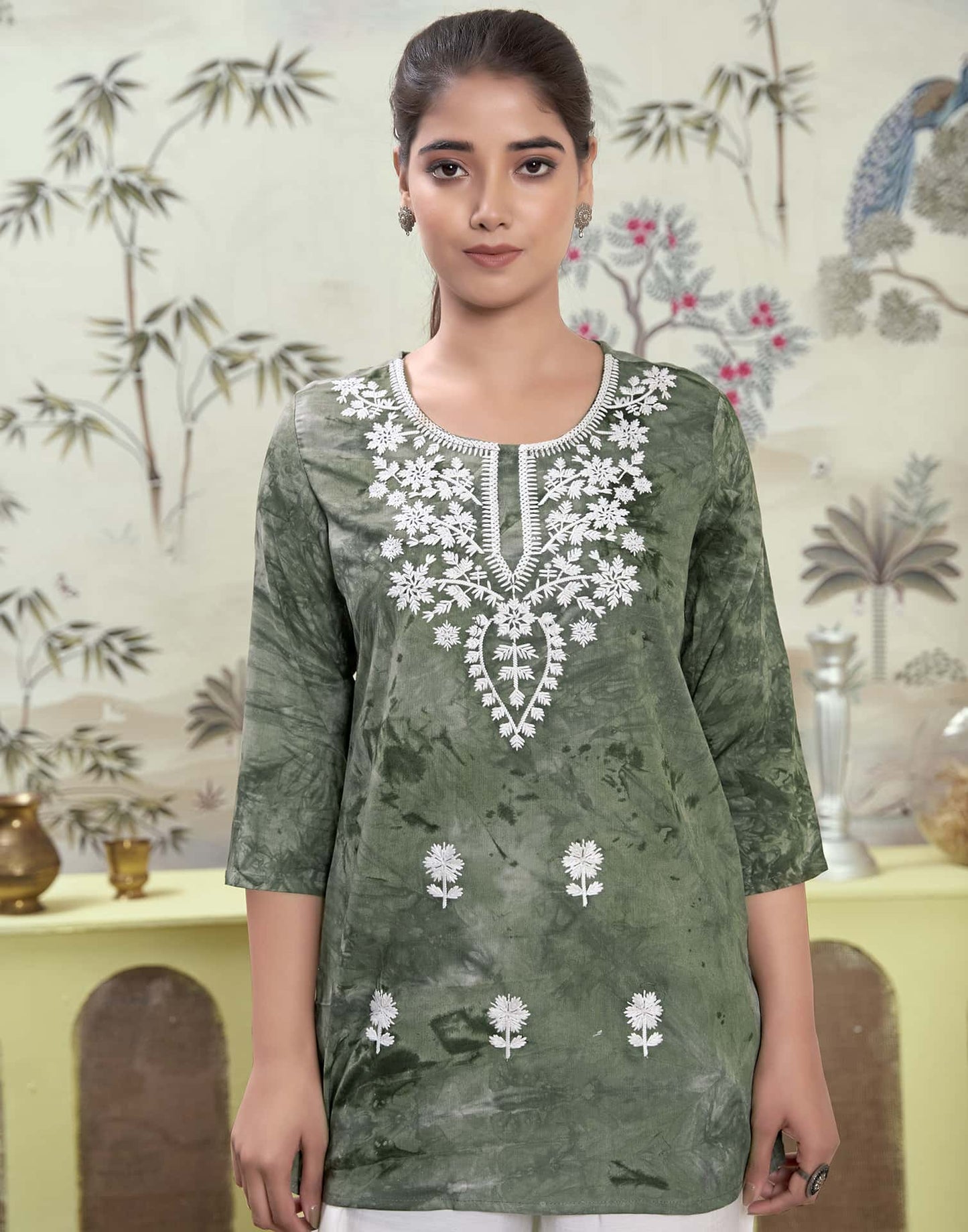 Rayon Embroidered Straight Kurti
