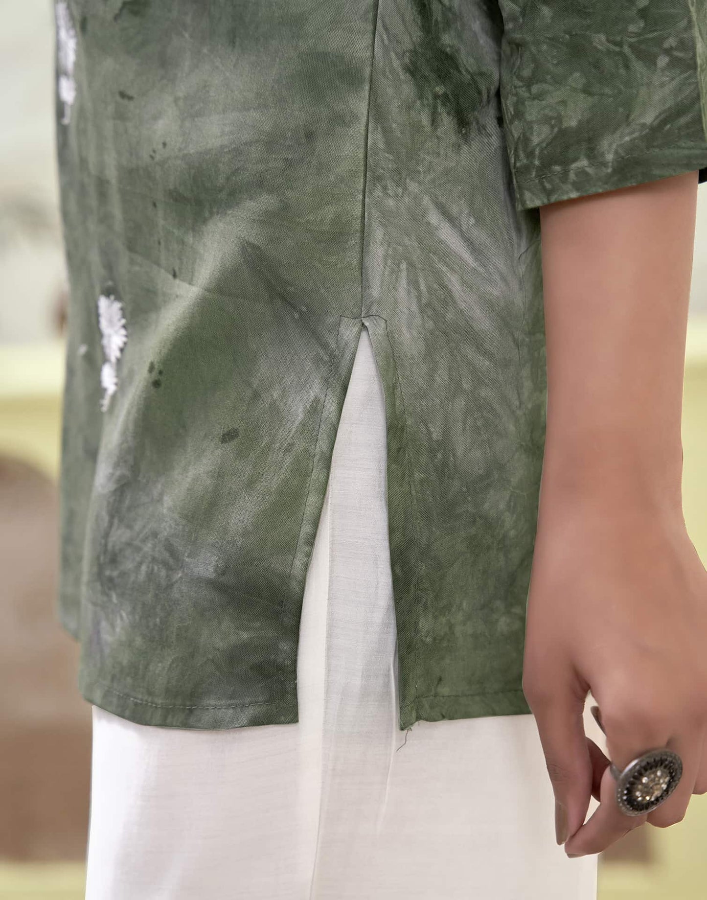 Rayon Embroidered Straight Kurti