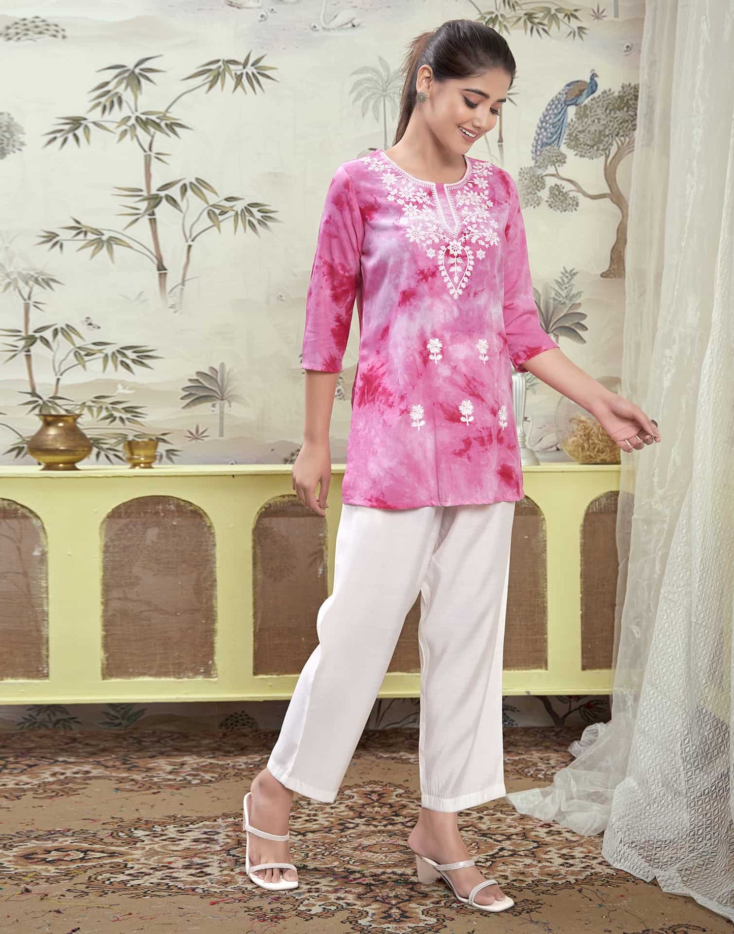 Rayon Embroidered Straight Kurti