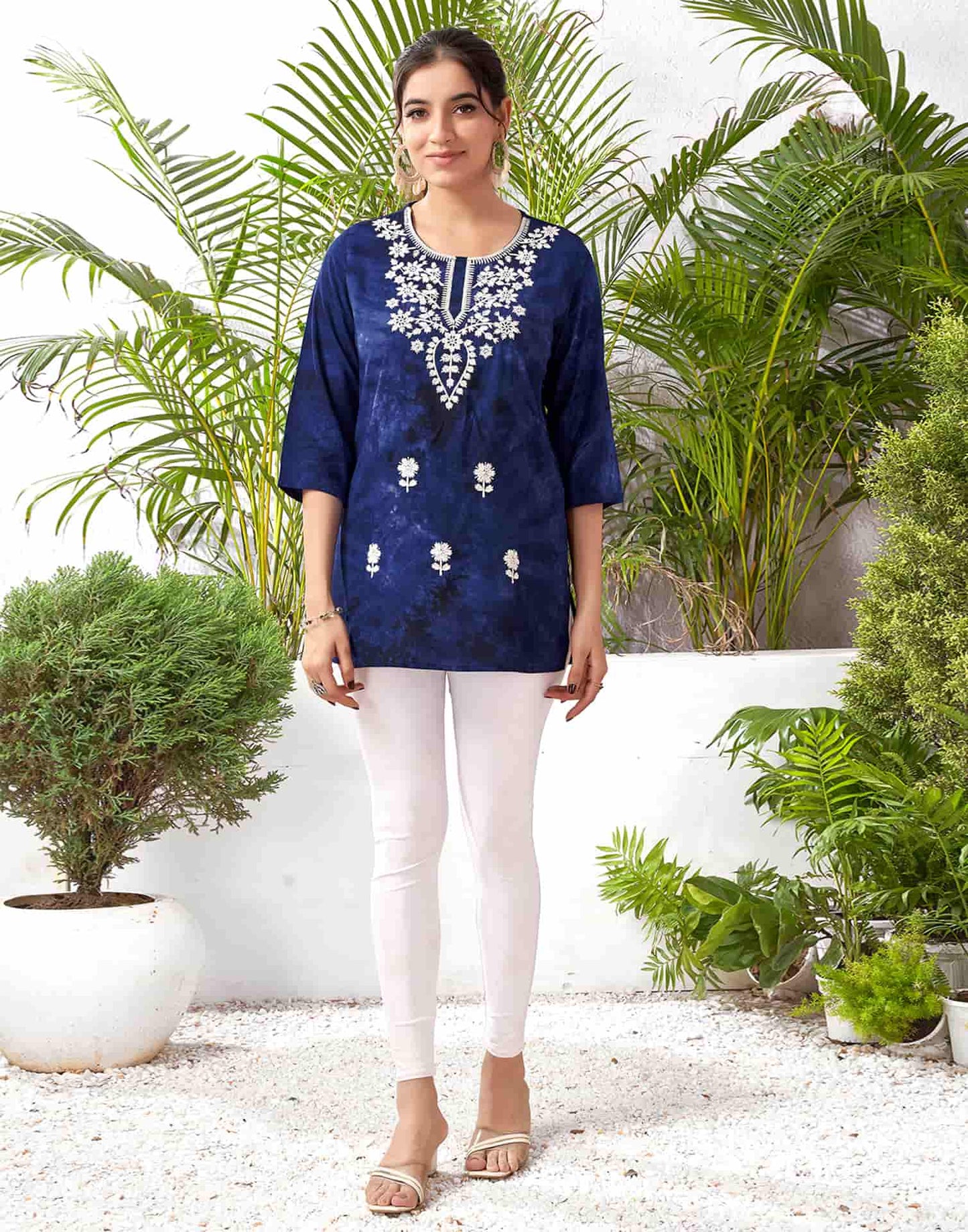 Rayon Embroidered Straight Kurti